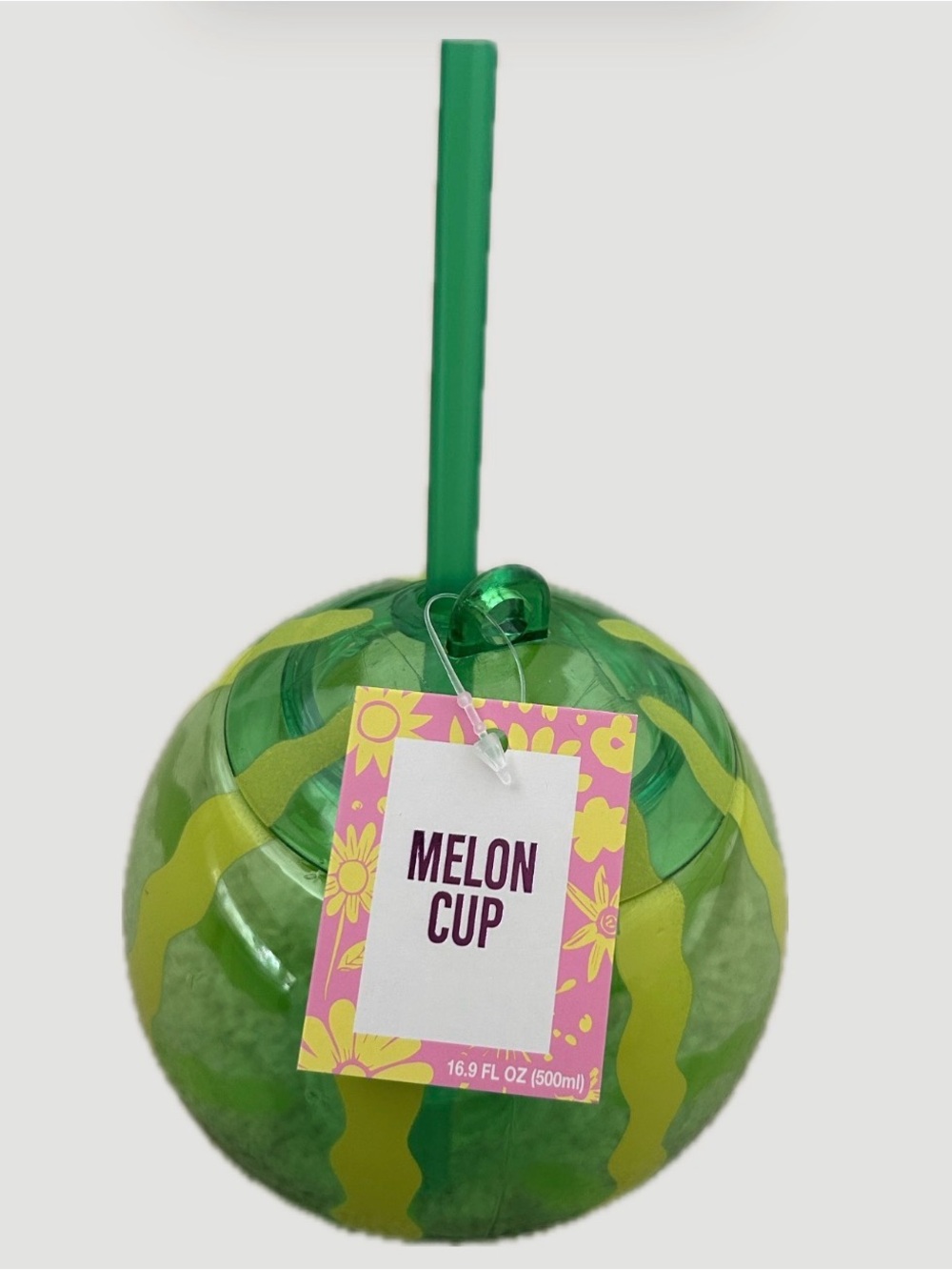 Melon Cup Reusable Drink Tumbler with Straw - Green, nice for gift , cute cup